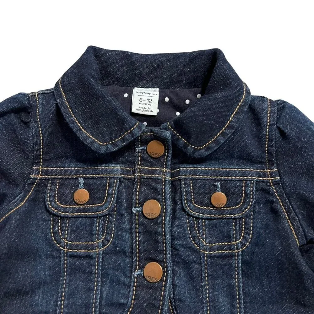 Baby Gap 6-12m Polkadot Lined Denim Jacket
